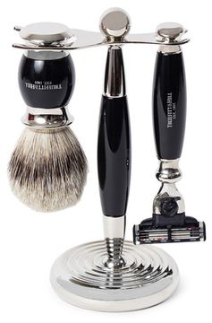 НАБОР КИСТЬ ДЛЯ БРИТЬЯ СТАНОК С ЛЕЗВИЕМ MACH3 ЭБОНИТ T&H