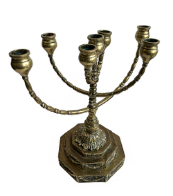 Иудаика. Минора. (Семисвечник). Латунь. ХХ в. Размер 36х31.5х21 см. Латунь, литье, монтировка