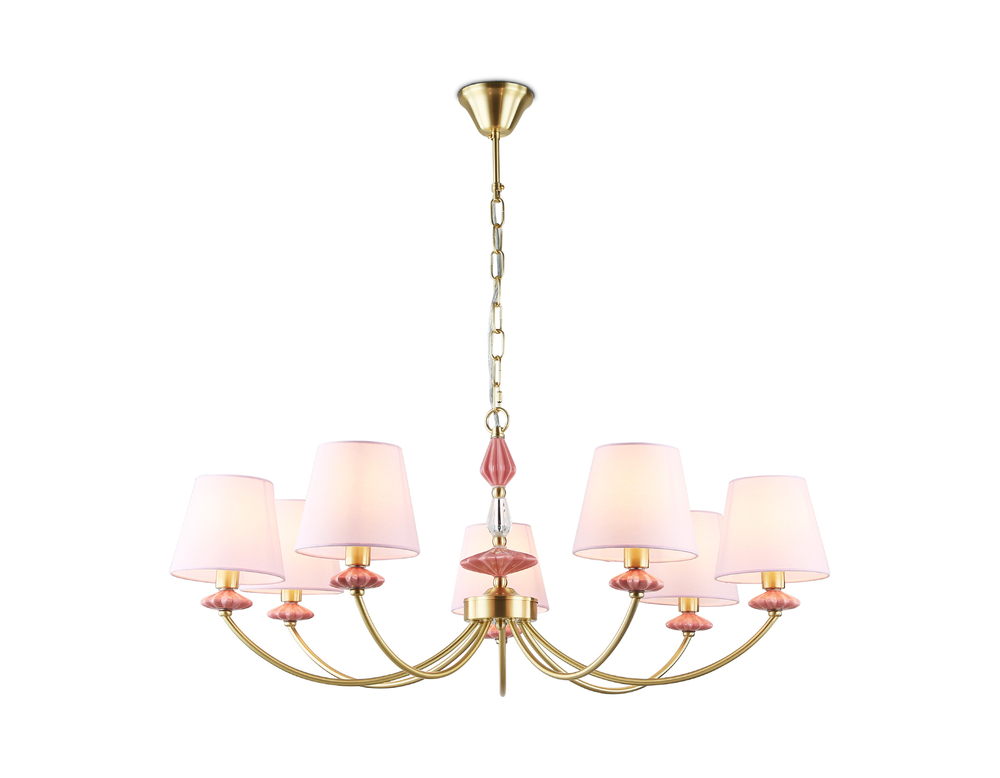 Светильник подвесной LH75025/7 GD/PI золото/розовый E14/7 max 40W D890*800