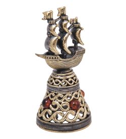 AM- 649 Колокольчик «Корабль» (латунь, янтарь)