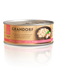 Grandorf 70г Влажный корм для кошек Chicken & Crab, беззерновой, куриная грудка с мясом краба