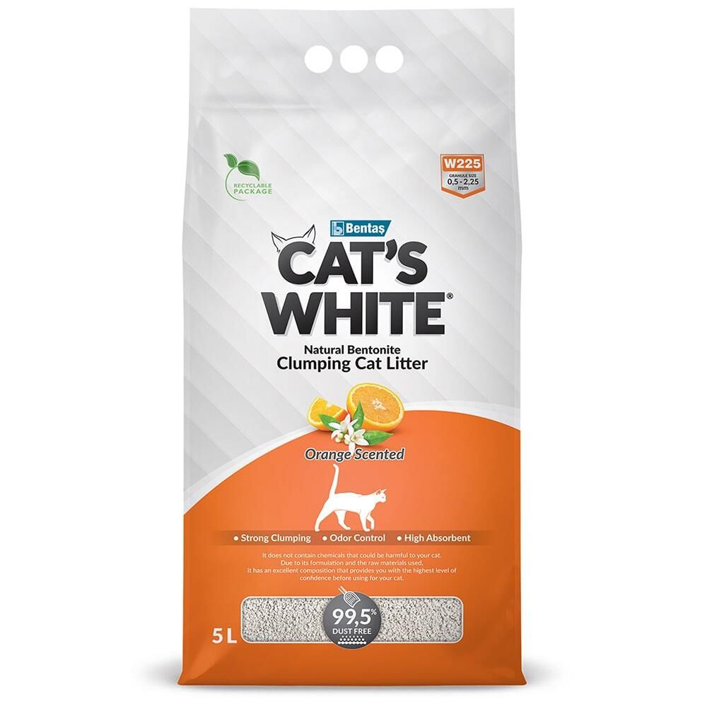 Cat&#39;s White Orange комкующийся наполнитель с ароматом апельсина 5л
