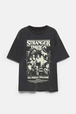 PULL&BEAR Футболка "Stranger Things ",темный антрацит