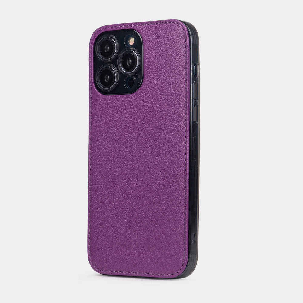 Чехол-накладка кожаный для iPhone 15 Pro Max фиалкового цвета