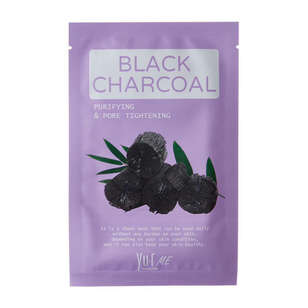 YU.R ME Тканевая маска для лица с экстрактом угля | YU.R ME Black Charcoal Sheet Mask