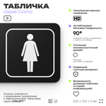 Табличка Женский туалет, для офиса, кафе, ресторана, 30 х 10 см, черная, Айдентика Технолоджи