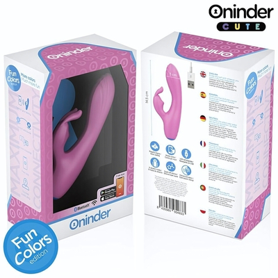 Розовый мини-вибратор типа ’’кролик’’ с управлением через приложение - 14,5 см. (Цвет: розовый)