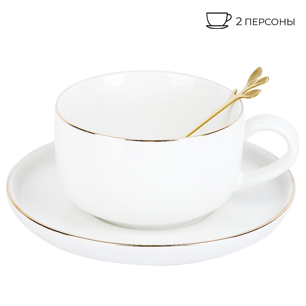 Чайный набор 4пр. с ложками "Royal line. Daisy" (2 персоны) v=350мл. (подарочная упаковка)