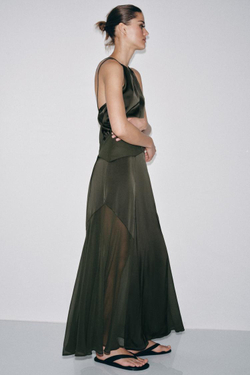 ZARA ДЛИННОЕ ПЛАТЬЕ ХАЛТЕР, ХАКИ