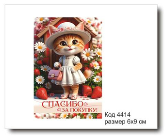 Открытка-карточка "Спасибо за покупку" размер 6х9см код 4414