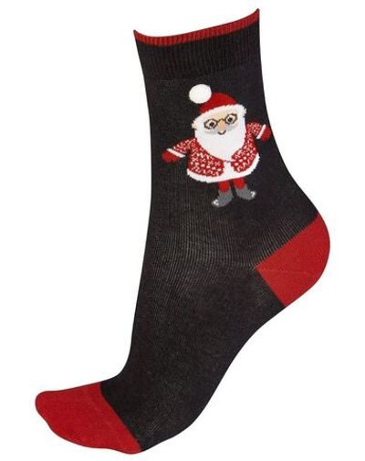 Новогодние хлопковые носки с Сантой Клаусом Christmas Socks (Размер: S-M-L) (Цвет: черный)