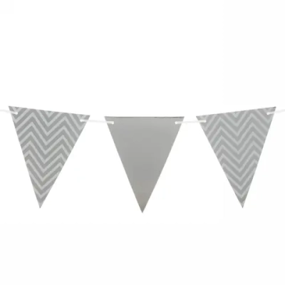 Растяжка 3 м,7 см «Флажки», серебро