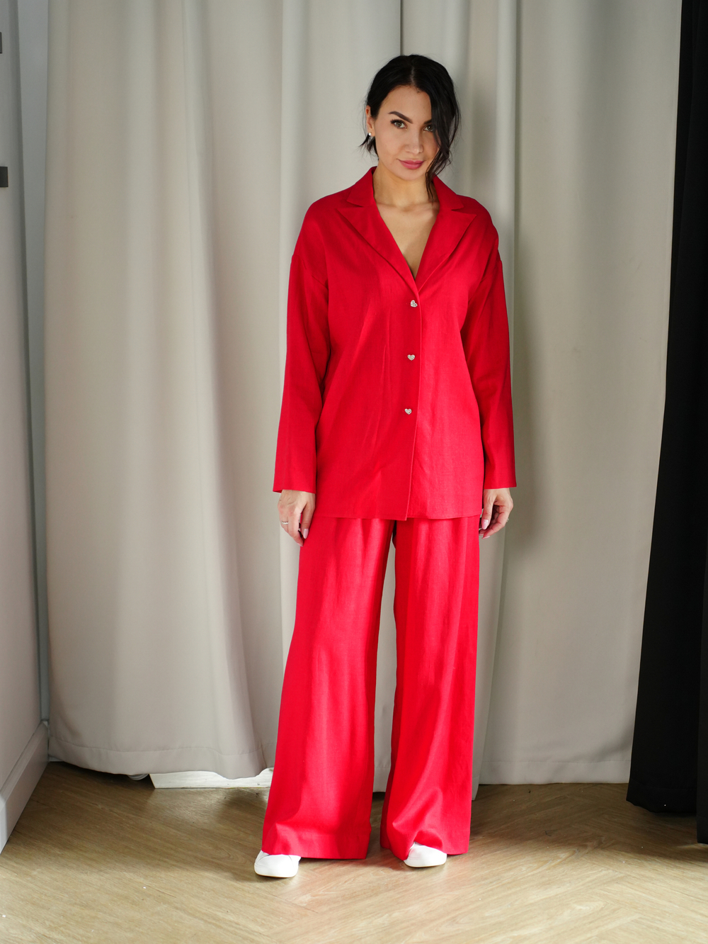 Блуза "Роскошь природы" изо льны в красном