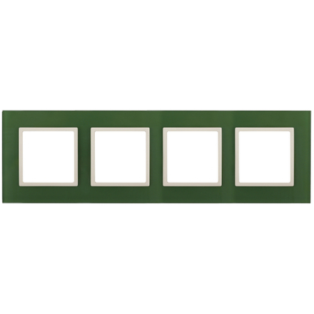 14-5104-27 ЭРА Рамка на 4 поста, стекло, Эра Elegance, зелёный+сл.кость