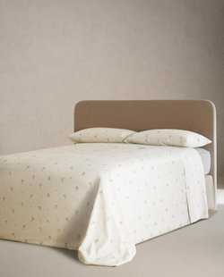 Zara Home - Простыня с изображением листьев, зеленый, 240x280 см