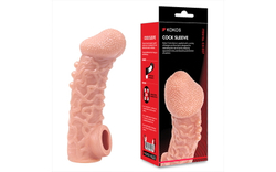Насадка на фаллос с имитацией пирсинга и отверстием для мошонки COCK SLEEVE CS.007 Medium
