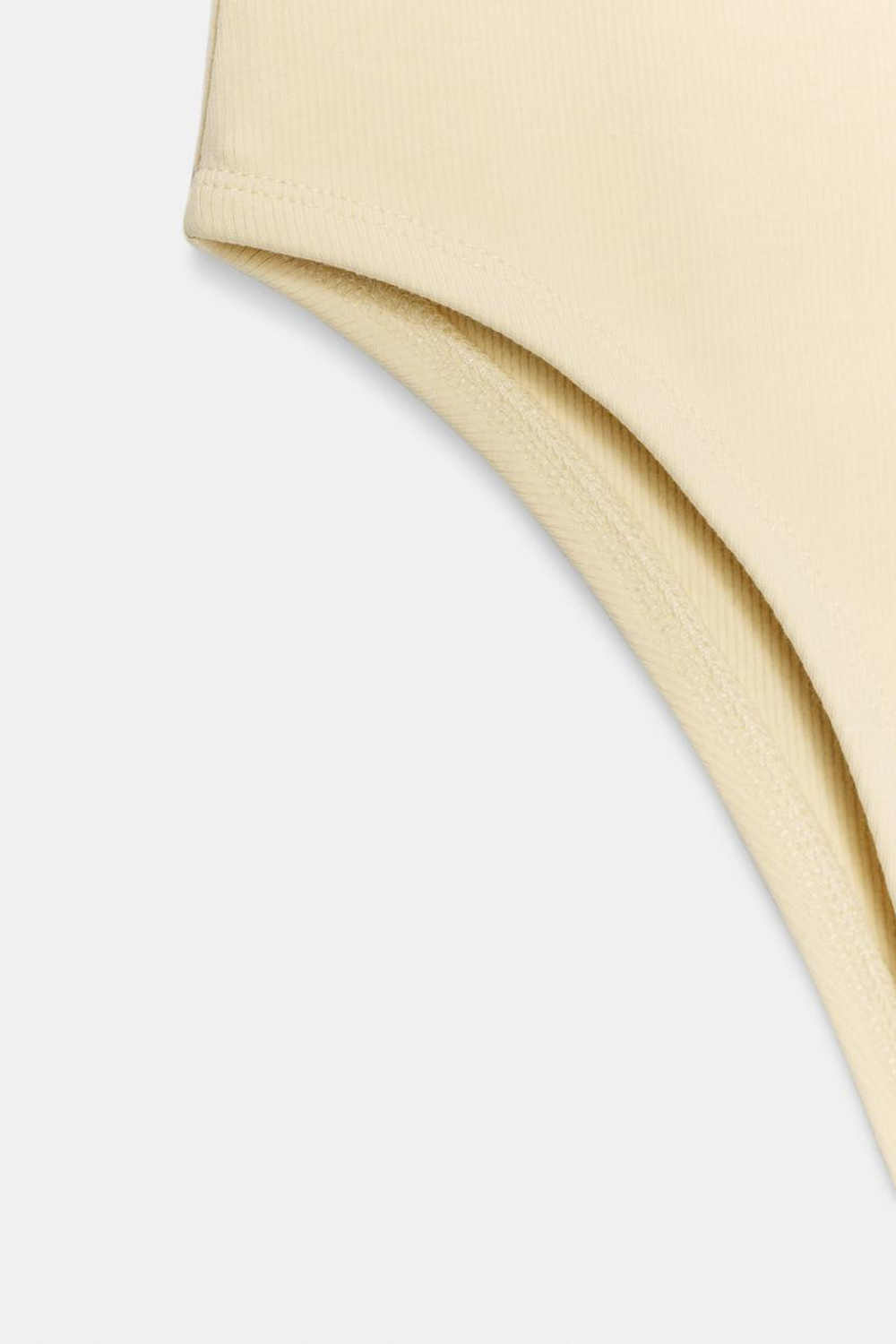 ZARA БОДИ С КОНТРАСТНЫМИ ВСТАВКАМИ, КОРИЧНЕВЫЙ/ЭКРЮ