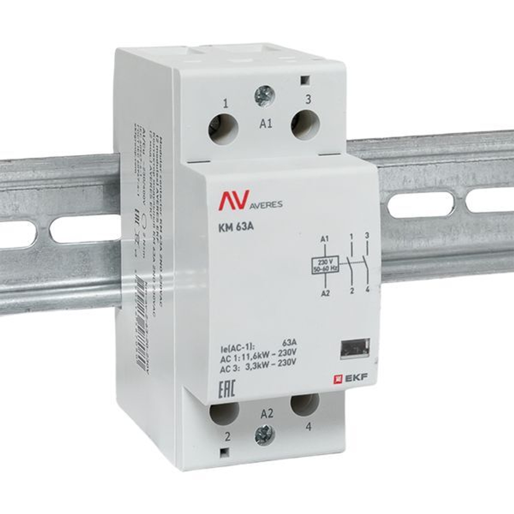 Контактор модульный EKF km-av-2-63-20-230V