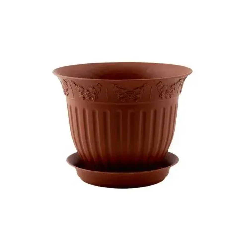 Горшок Виноград, D 16, 1 л, терракотовый с поддоном