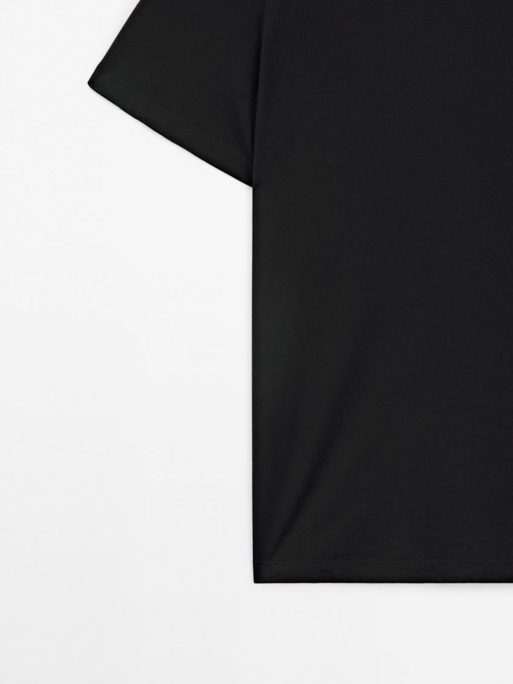 Massimo Dutti Футболка из смесовой шерсти, черный