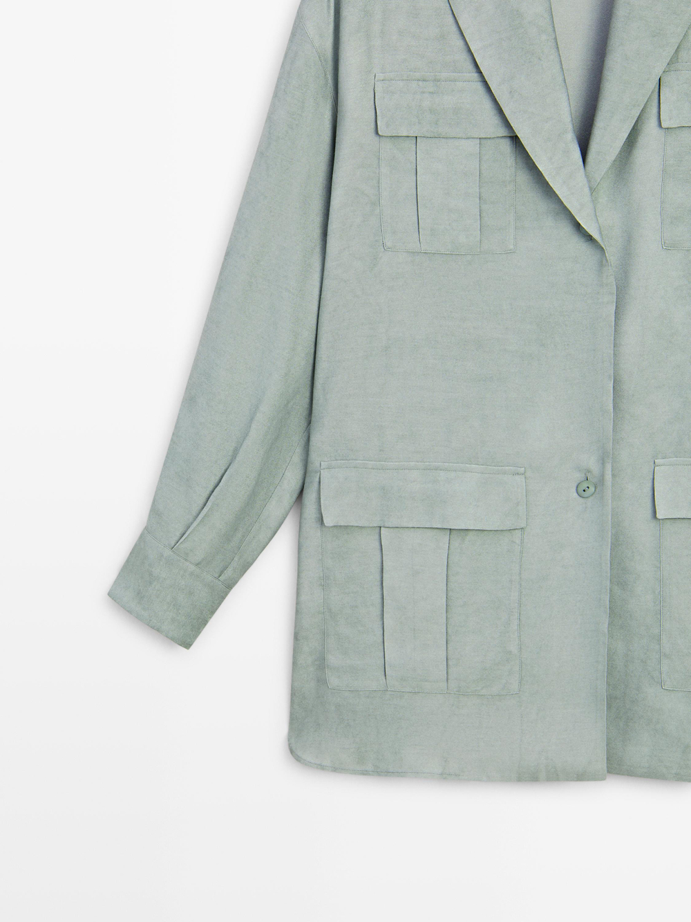 Massimo Dutti Жакет с карманами, фисташково-зеленый