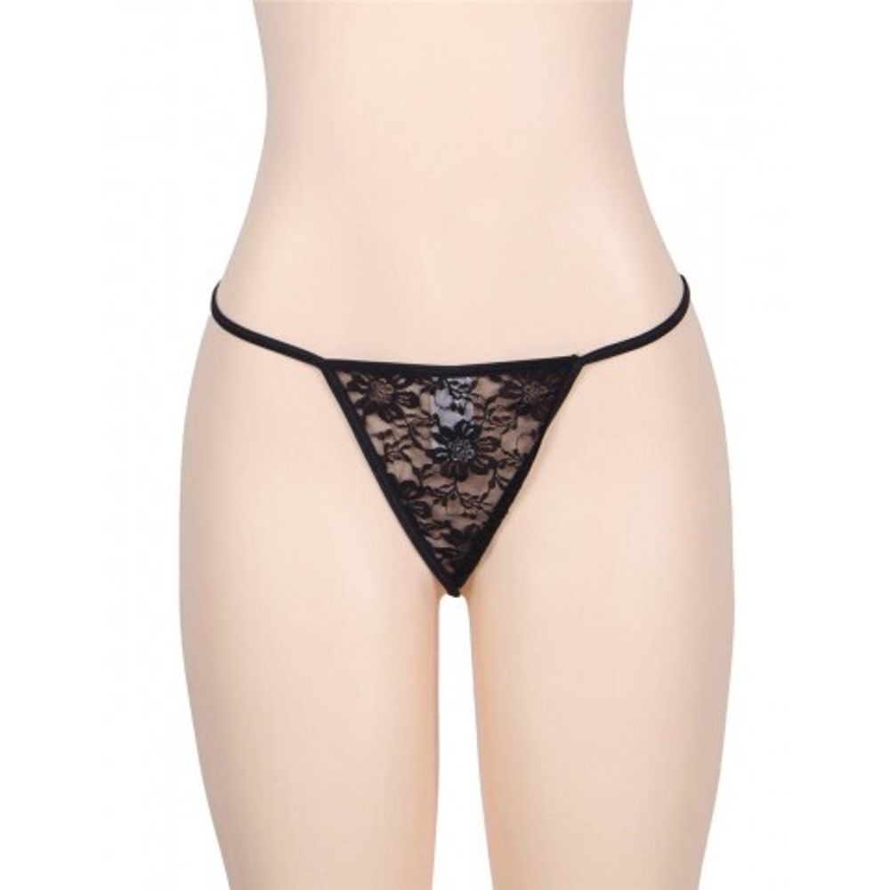 Стринги черные с кружевом (XL)