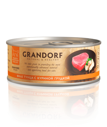 Grandorf 70г Влажный корм для кошек Tuna & Chicken, беззерновой, филе тунца с куриной грудкой