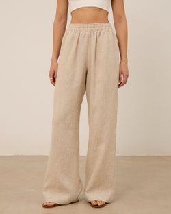 Брюки из 100% льна, бежевые