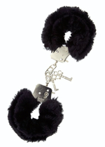 Металлические наручники с чёрной меховой опушкой (Цвет: черный)