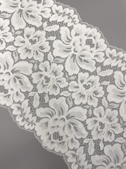 Эластичное кружево теплое белое ширина 22 см ОТРЕЗЫ