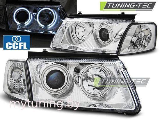 Передние фары VW Passat B5 angel eyes ccfl chrome