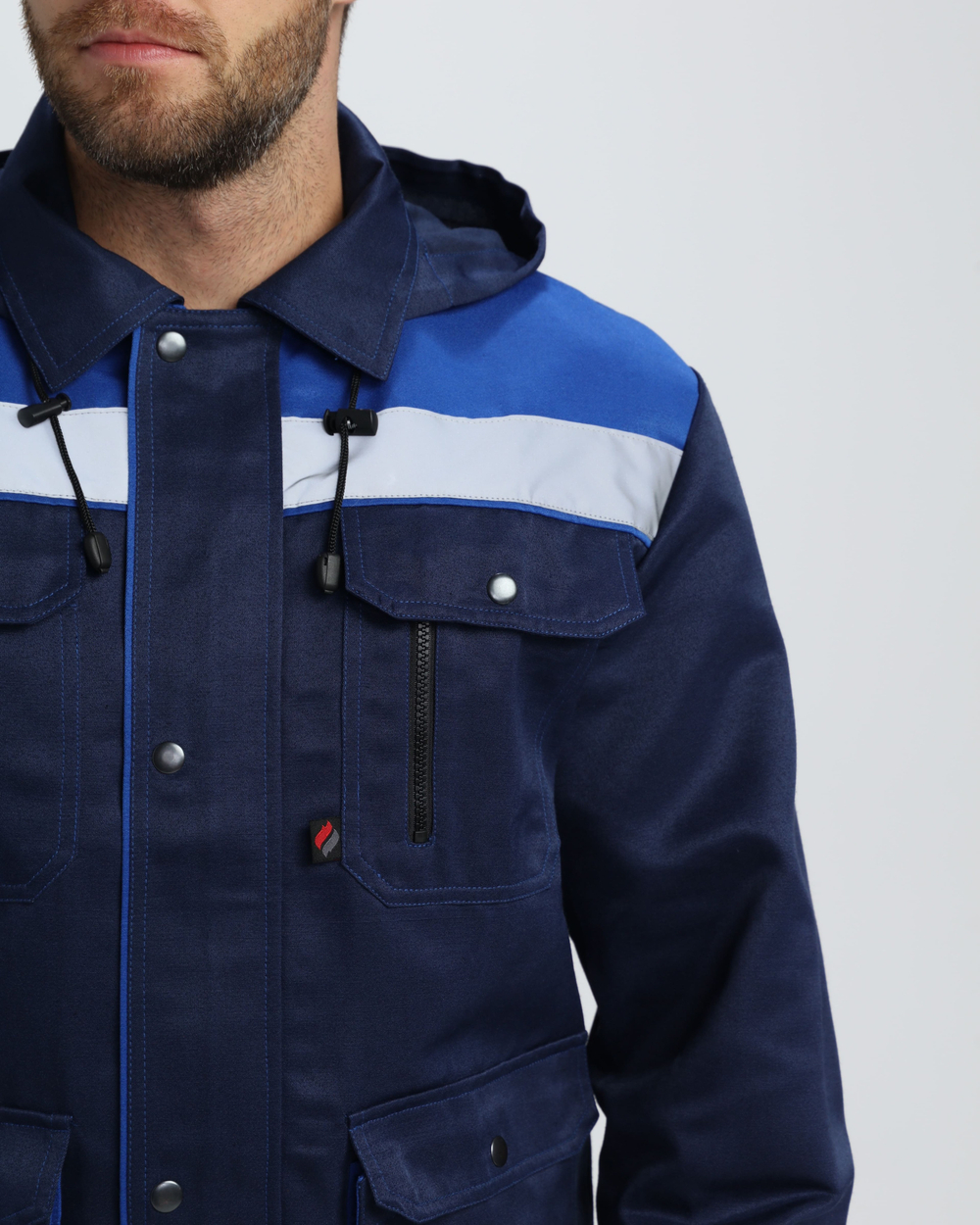 Костюм Нейч-2 СОП с капюшоном К. (тк.Смесовая,210) п/к, т.синий/васильковый