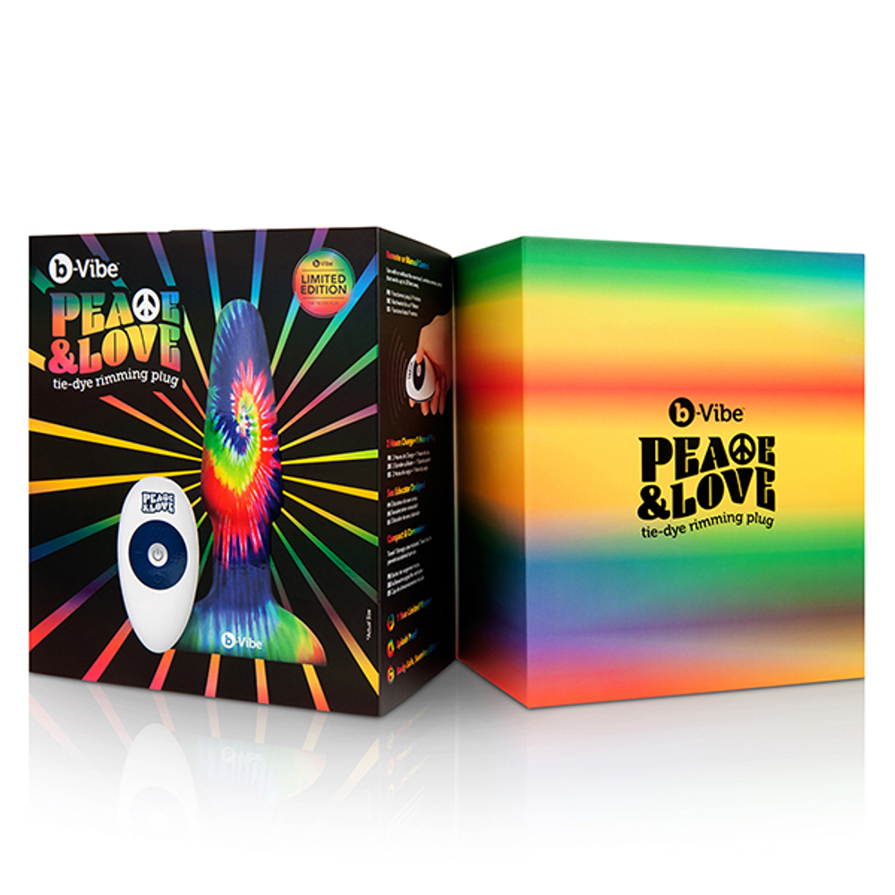 Анальная премиум-пробка с эффектом римминга 15см b-Vibe Peace & Love Tie-Dye BV-026