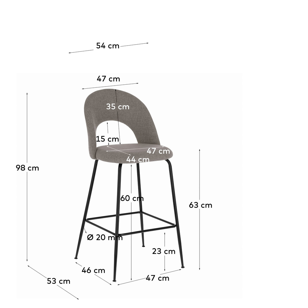 Полубарный стул Mahalia светло-серый