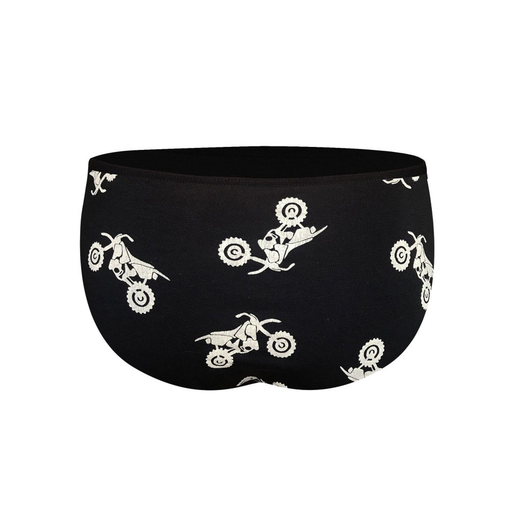 Черные мужские трусы-слипы с принтом в виде байков (Размер: M) (Цвет: черный)