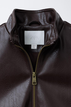 ZARA КУРТКА ИЗ ИСКУССТВЕННОЙ КОЖИ, КОРИЧНЕВЫЙ