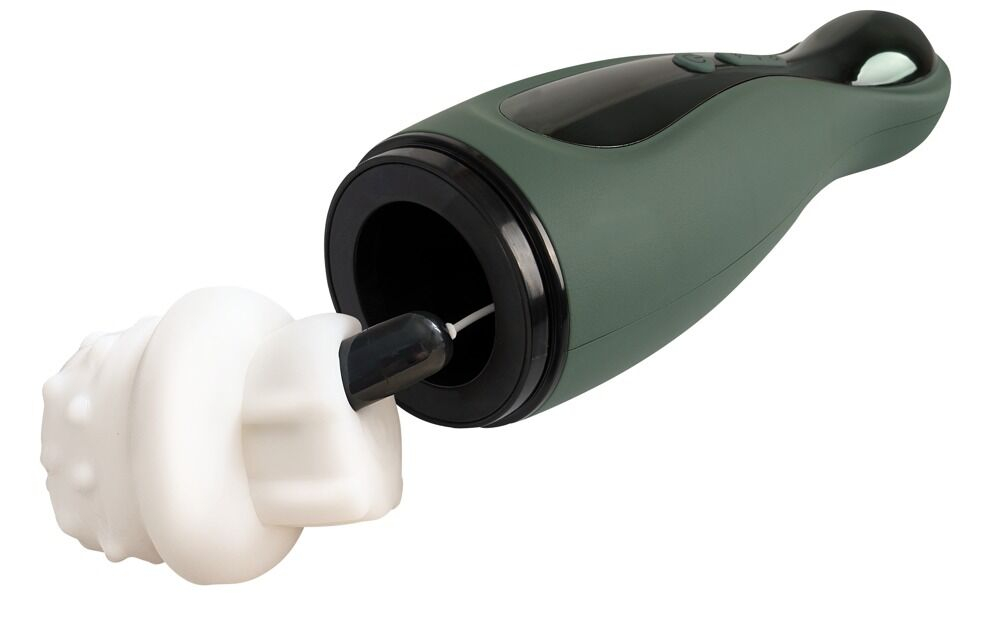 Вибромастурбатор с функцией всасывания Masturbator with 2 Functions (Цвет: белый с зеленым)