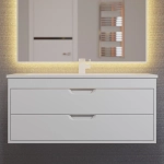Тумба с раковиной для ванной Uperwood Modul 100 см, подвесная, матовая, белая
