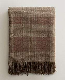 Zara Home плед из полиэстера, хаки, в полоску, 140x190 см