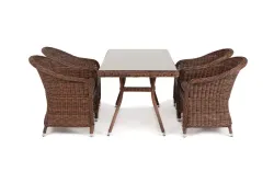 "Латте–140 R" обеденная группа плетеная, цвет коричневый