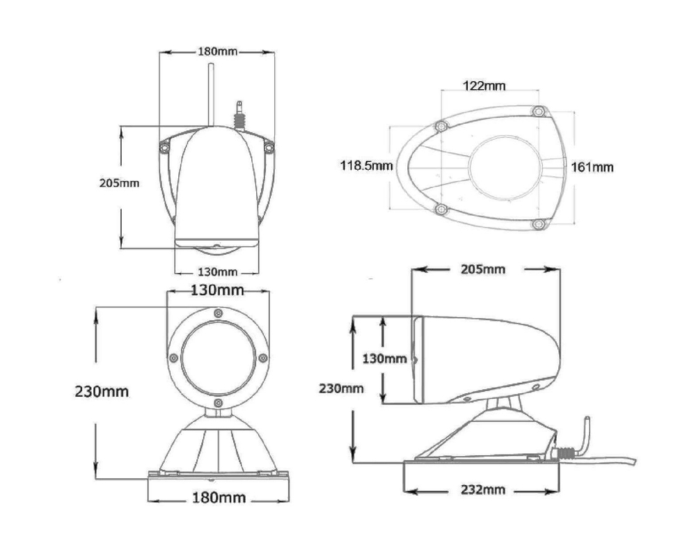 Прожектор с дистанционным управлением, белый корпус, ксенон, брелок и джойстик, модель 981