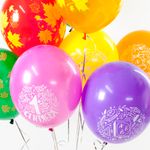 Шар (12"/30 см) Яркие листья, Ассорти, кристалл, 5 ст 25 шт.