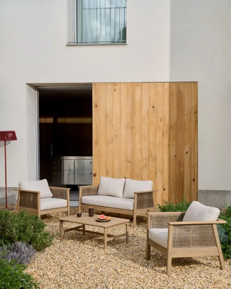 Комплект уличной мебели Alabe, массив акации, двухместный диван, 2 кресла, столик