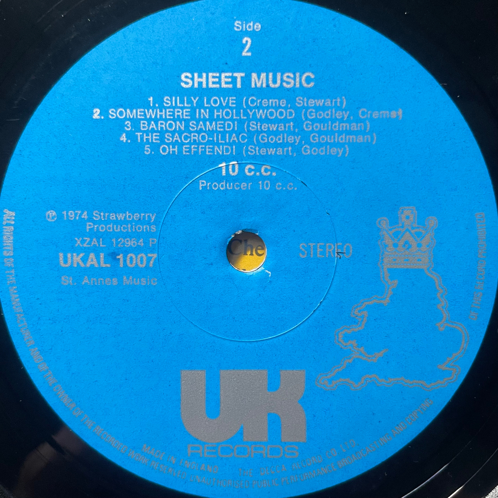 10cc ‎– Sheet Music (Англия 1974г.)