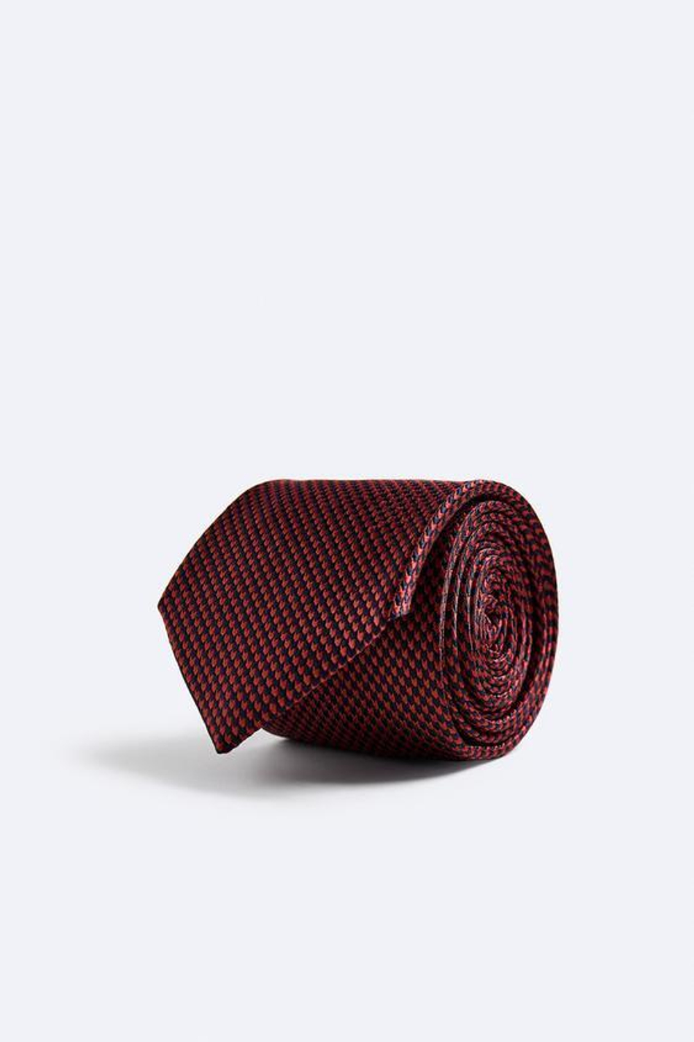 ZARA ГАЛСТУК ИЗ 100% ШЕЛКА С РЕЛЬЕФНЫМ УЗОРОМ, КРАСНЫЙ