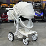 Коляска-трансформер 3в1 LUXMOM 608-2 с автолюлькой, коричневая ЭкоКожа