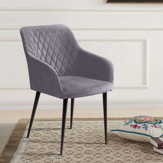 Стул с подлокотниками Robert, бархат серый 27