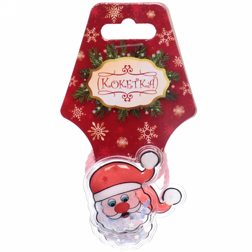 Резинки для волос детские 2 шт «Little surprise - Озорной Дед Мороз», d-5 см (хедер НГ Кокетка)