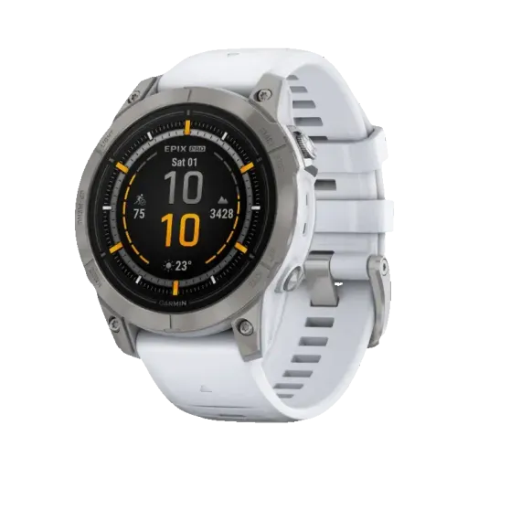 Garmin epix Pro (Gen 2) Sapphire Edition 47 мм, титановый, белый DLC, белый ремешок