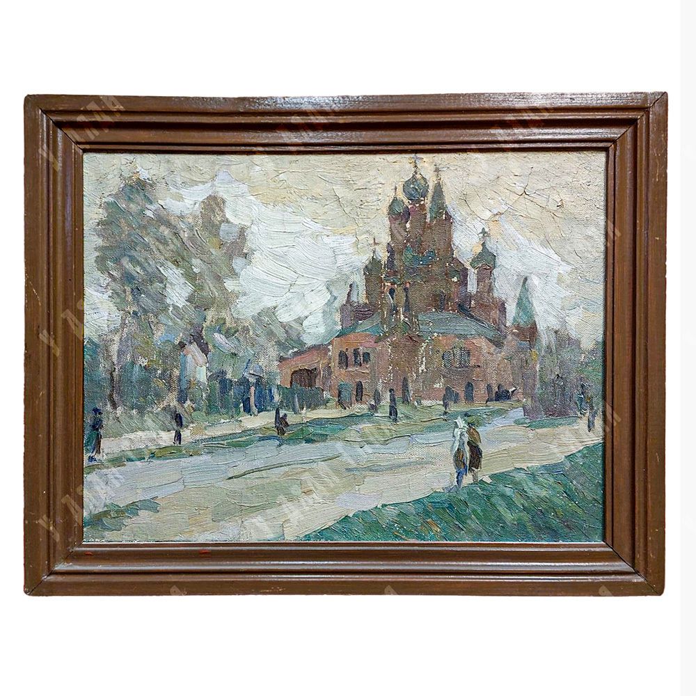 Динес Ю. С. Русское поле. Этюд. Картон, масло. 1950 г.